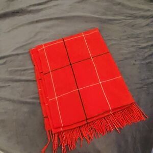 Beautiful red, black & white cashmere scarf